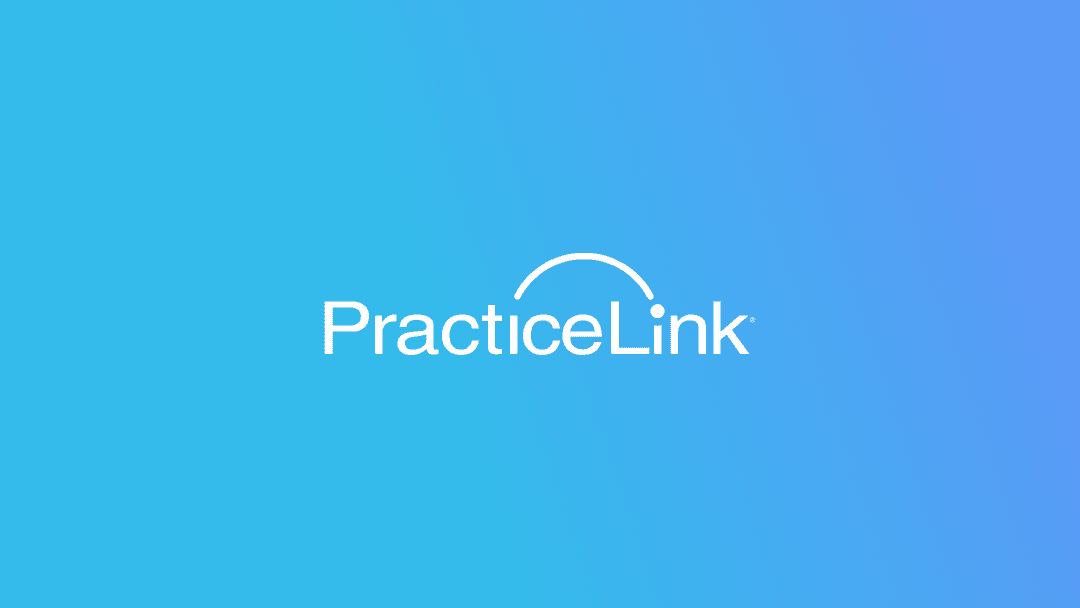 PracticeLink logo on blue background